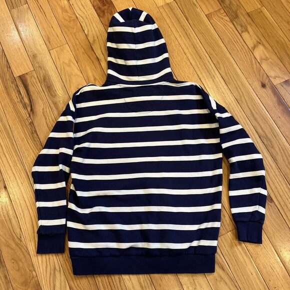 Womens Wanakome Hoodie Striped Navy Pullover Sweatshirt Size M - Picture 9 of 11